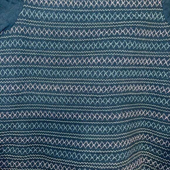 Anthropologie Women’s Small Smocked Embroidered Sequins Puff Sleeve Blue Top - Picture 5 of 11